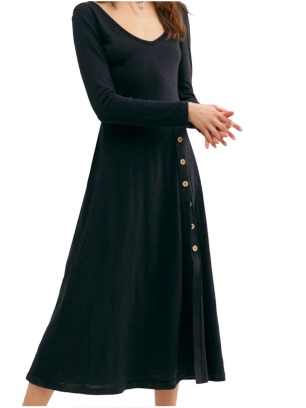 NWT Free People Black Starlight Maxi Dress Size Large beach boho cotton vacation - Picture 3 of 9